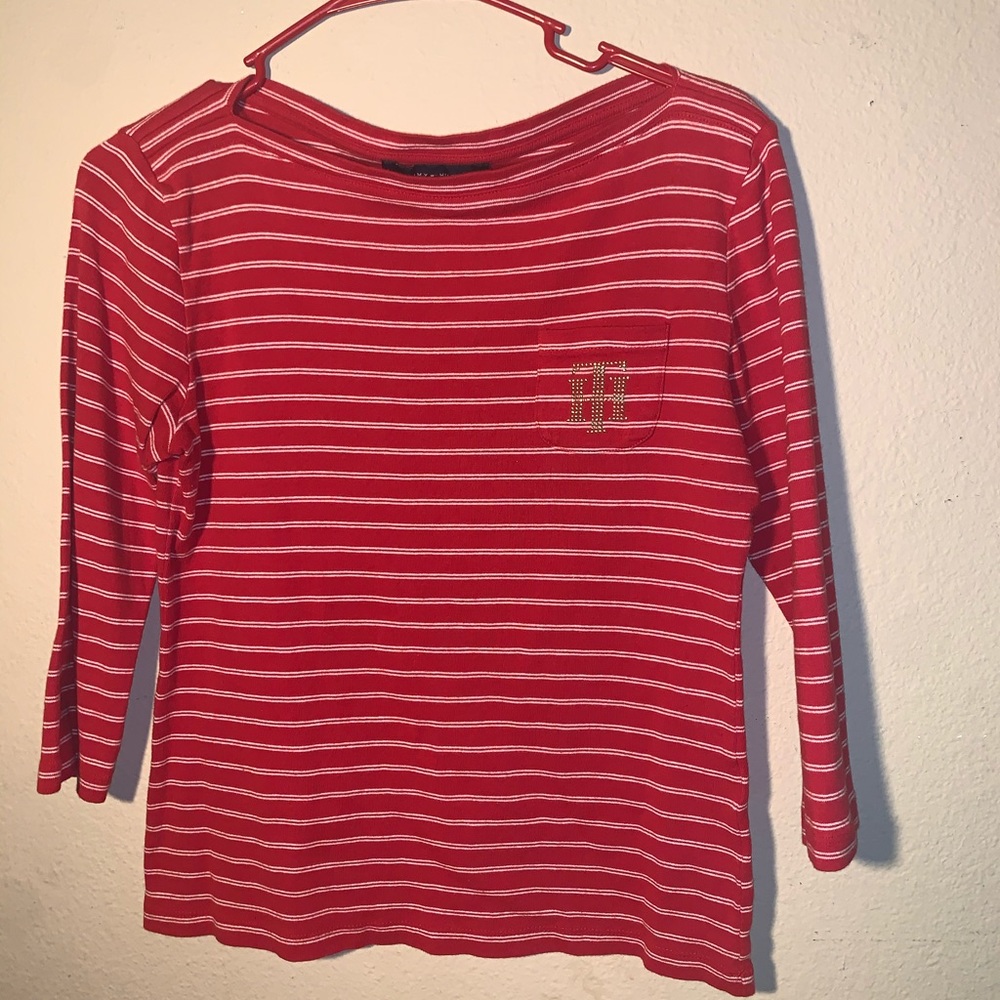 RED & WHITE STRIPED MID SLEEVE